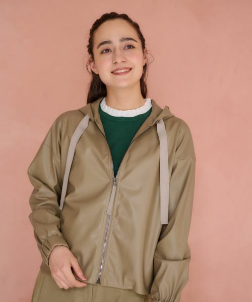 CARA O CRUZ / キャラ・オ・クルス その他アウター | 合皮フーデットブルゾン | 詳細4