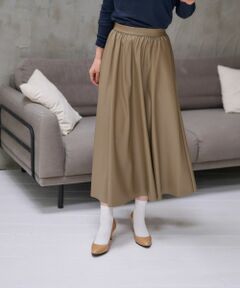 CARA O CRUZ / キャラ・オ・クルス ミニ・ひざ丈スカート | ウエスト伸縮 合皮フレアスカート