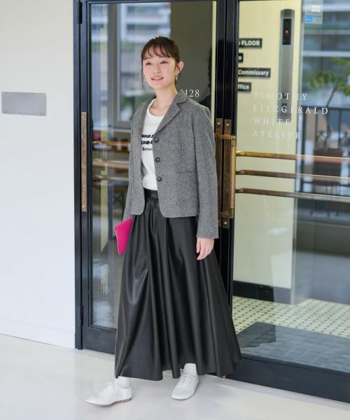 CARA O CRUZ / キャラ・オ・クルス ミニ・ひざ丈スカート | ウエスト伸縮 合皮フレアスカート | 詳細15