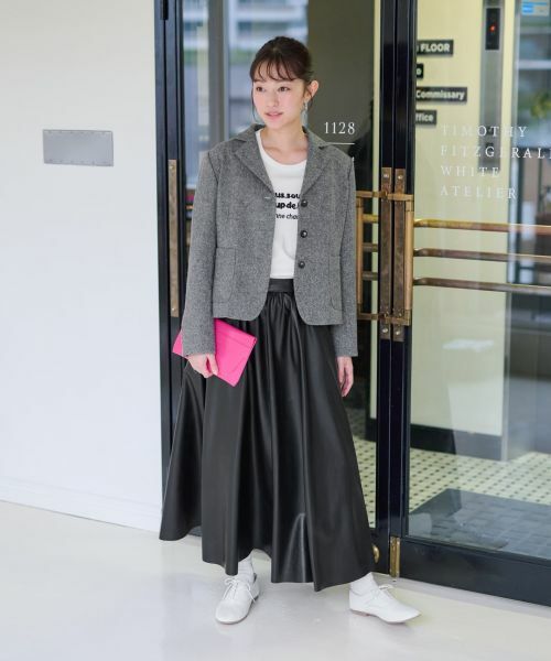 CARA O CRUZ / キャラ・オ・クルス ミニ・ひざ丈スカート | ウエスト伸縮 合皮フレアスカート | 詳細16