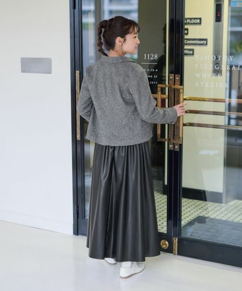 CARA O CRUZ / キャラ・オ・クルス ミニ・ひざ丈スカート | ウエスト伸縮 合皮フレアスカート | 詳細18