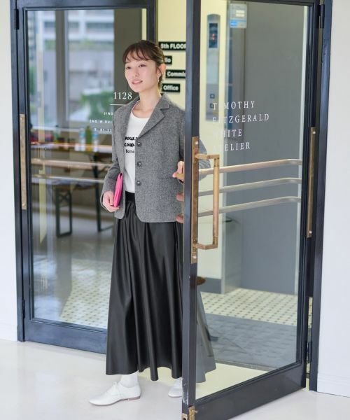 CARA O CRUZ / キャラ・オ・クルス ミニ・ひざ丈スカート | ウエスト伸縮 合皮フレアスカート | 詳細19