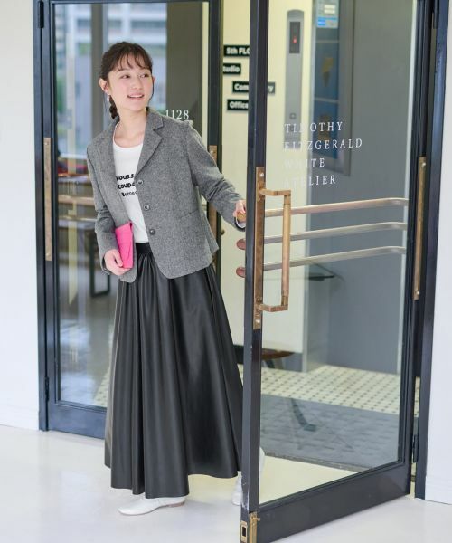 CARA O CRUZ / キャラ・オ・クルス ミニ・ひざ丈スカート | ウエスト伸縮 合皮フレアスカート | 詳細20