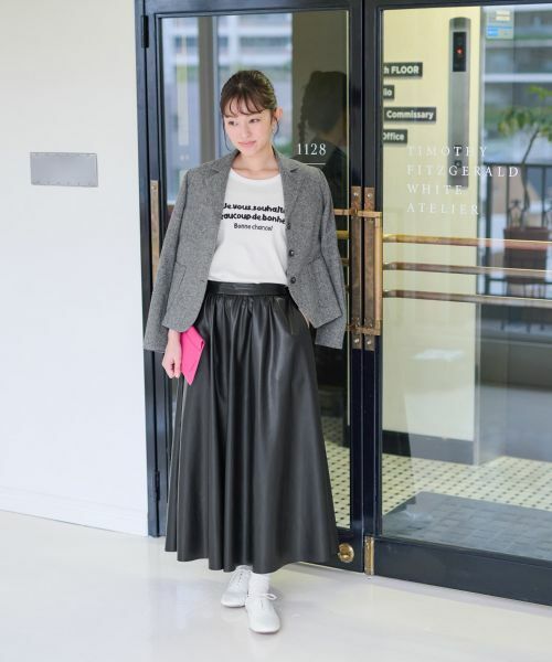 CARA O CRUZ / キャラ・オ・クルス ミニ・ひざ丈スカート | ウエスト伸縮 合皮フレアスカート | 詳細21