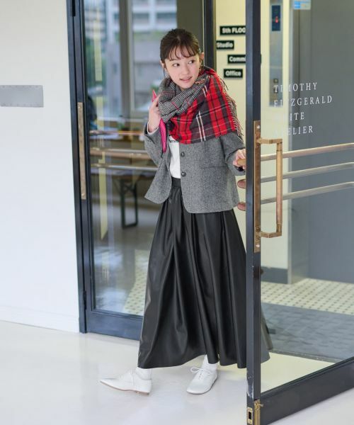 CARA O CRUZ / キャラ・オ・クルス ミニ・ひざ丈スカート | ウエスト伸縮 合皮フレアスカート | 詳細22