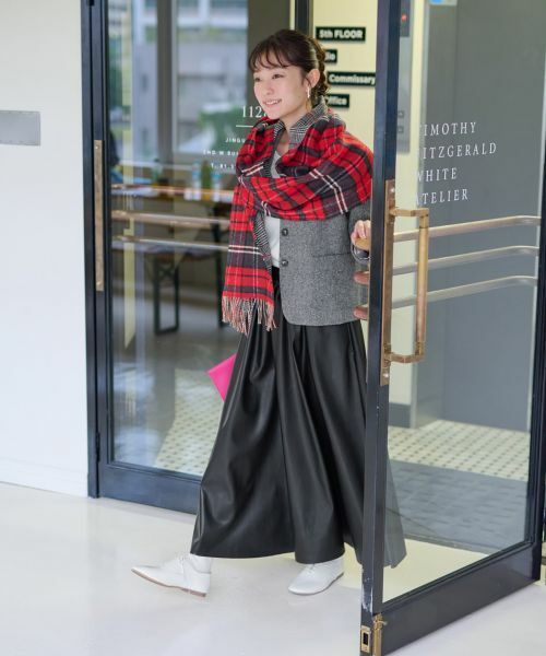 CARA O CRUZ / キャラ・オ・クルス ミニ・ひざ丈スカート | ウエスト伸縮 合皮フレアスカート | 詳細24