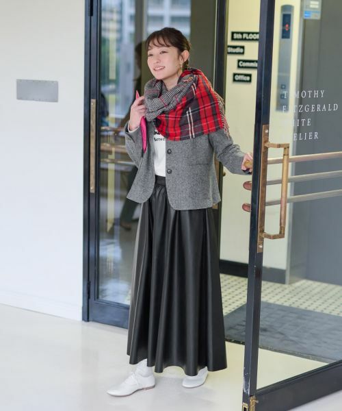 CARA O CRUZ / キャラ・オ・クルス ミニ・ひざ丈スカート | ウエスト伸縮 合皮フレアスカート | 詳細25