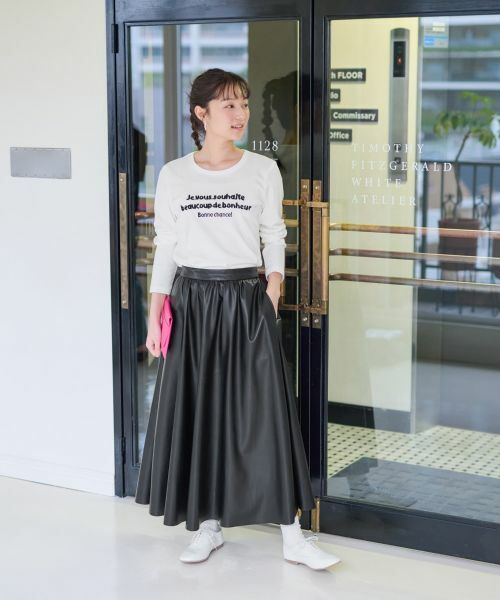 CARA O CRUZ / キャラ・オ・クルス ミニ・ひざ丈スカート | ウエスト伸縮 合皮フレアスカート | 詳細26