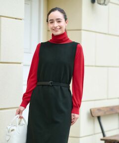 CARA O CRUZ / キャラ・オ・クルス ロング・マキシ丈ワンピース | ベルト付きジャンパースカート【ピンクリボン】