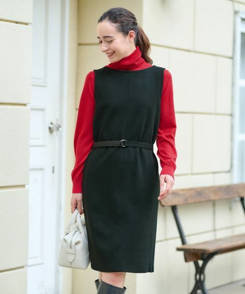 CARA O CRUZ / キャラ・オ・クルス ロング・マキシ丈ワンピース | ベルト付きジャンパースカート【ピンクリボン】 | 詳細1