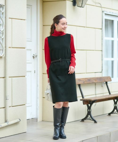 CARA O CRUZ / キャラ・オ・クルス ロング・マキシ丈ワンピース | ベルト付きジャンパースカート【ピンクリボン】 | 詳細12