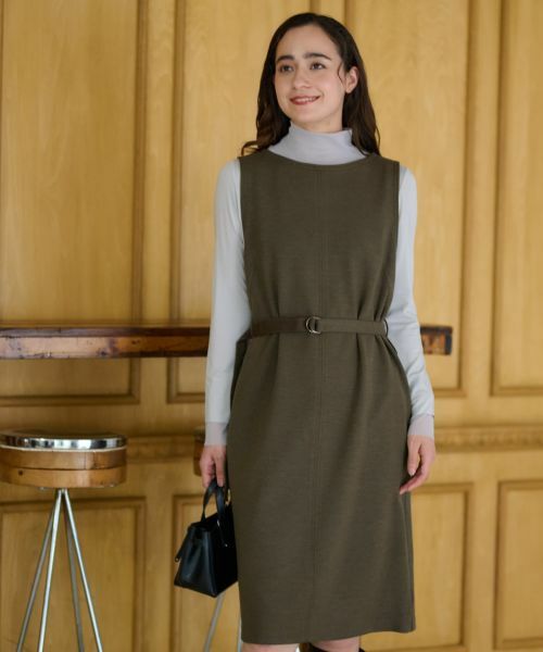 CARA O CRUZ / キャラ・オ・クルス ロング・マキシ丈ワンピース | ベルト付きジャンパースカート【ピンクリボン】 | 詳細15