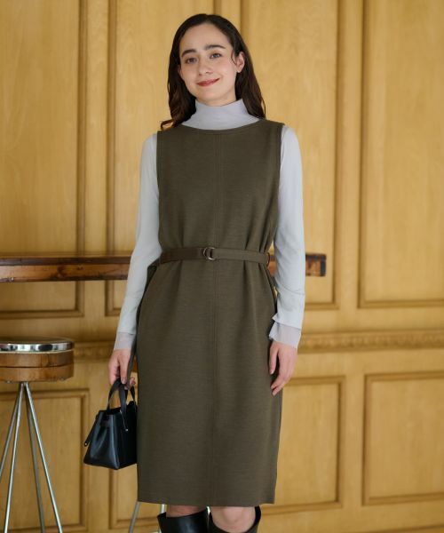 CARA O CRUZ / キャラ・オ・クルス ロング・マキシ丈ワンピース | ベルト付きジャンパースカート【ピンクリボン】 | 詳細16