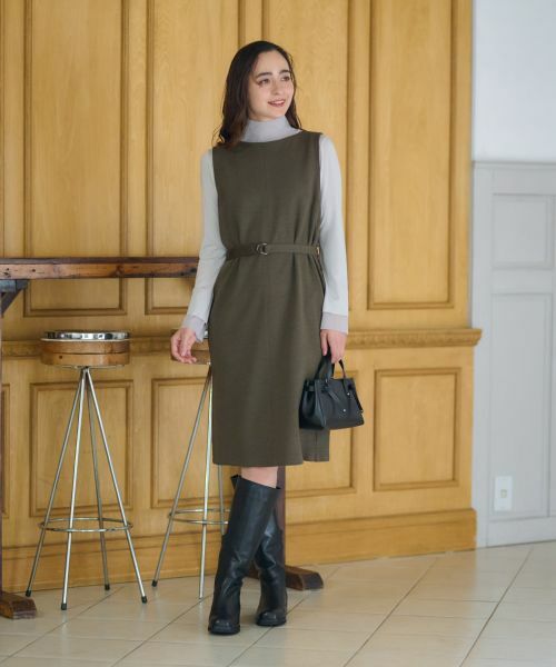 CARA O CRUZ / キャラ・オ・クルス ロング・マキシ丈ワンピース | ベルト付きジャンパースカート【ピンクリボン】 | 詳細20