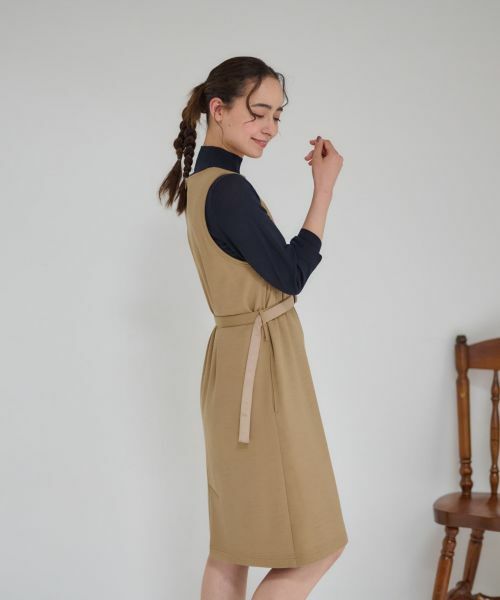 CARA O CRUZ / キャラ・オ・クルス ロング・マキシ丈ワンピース | ベルト付きジャンパースカート【ピンクリボン】 | 詳細27