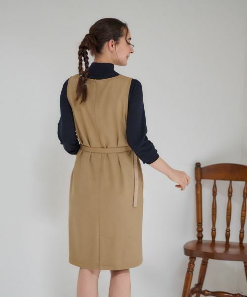 CARA O CRUZ / キャラ・オ・クルス ロング・マキシ丈ワンピース | ベルト付きジャンパースカート【ピンクリボン】 | 詳細28