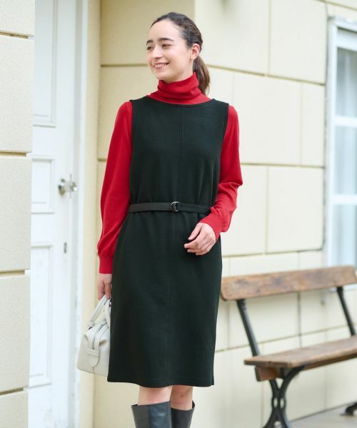 CARA O CRUZ / キャラ・オ・クルス ロング・マキシ丈ワンピース | ベルト付きジャンパースカート【ピンクリボン】 | 詳細3