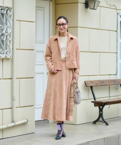 CARA O CRUZ / キャラ・オ・クルス ミニ・ひざ丈スカート | 洗える ウエスト伸縮コーデュロイスカート【ピンクリボン】【セットアップ】 | 詳細10