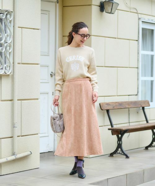 CARA O CRUZ / キャラ・オ・クルス ミニ・ひざ丈スカート | 洗える ウエスト伸縮コーデュロイスカート【ピンクリボン】【セットアップ】 | 詳細13