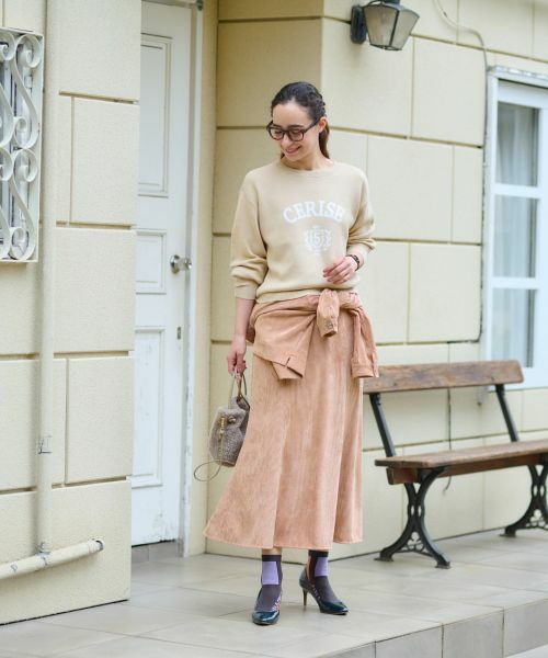 CARA O CRUZ / キャラ・オ・クルス ミニ・ひざ丈スカート | 洗える ウエスト伸縮コーデュロイスカート【ピンクリボン】【セットアップ】 | 詳細14