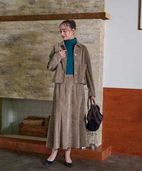 CARA O CRUZ / キャラ・オ・クルス ミニ・ひざ丈スカート | 洗える ウエスト伸縮コーデュロイスカート【ピンクリボン】【セットアップ】 | 詳細20