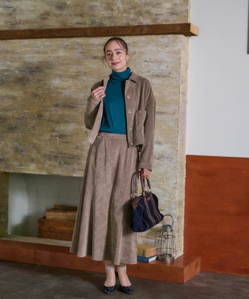 CARA O CRUZ / キャラ・オ・クルス ミニ・ひざ丈スカート | 洗える ウエスト伸縮コーデュロイスカート【ピンクリボン】【セットアップ】 | 詳細21