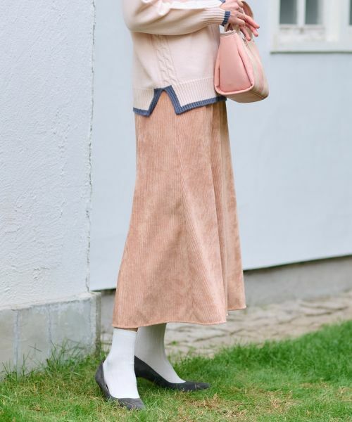 CARA O CRUZ / キャラ・オ・クルス ミニ・ひざ丈スカート | 洗える ウエスト伸縮コーデュロイスカート【ピンクリボン】【セットアップ】 | 詳細3