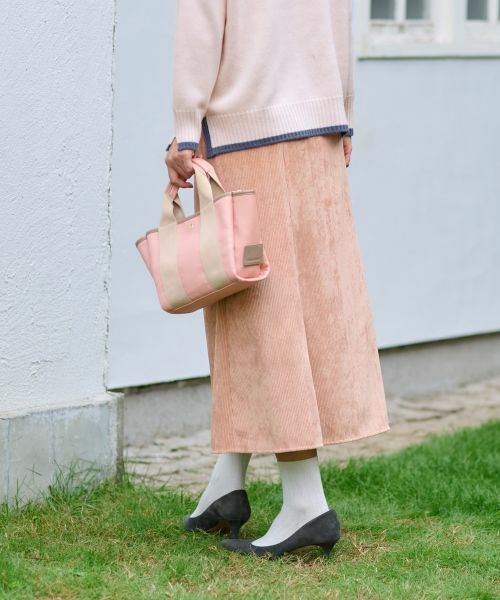 CARA O CRUZ / キャラ・オ・クルス ミニ・ひざ丈スカート | 洗える ウエスト伸縮コーデュロイスカート【ピンクリボン】【セットアップ】 | 詳細4