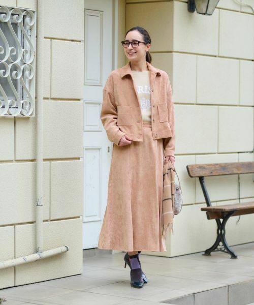 CARA O CRUZ / キャラ・オ・クルス ミニ・ひざ丈スカート | 洗える ウエスト伸縮コーデュロイスカート【ピンクリボン】【セットアップ】 | 詳細7