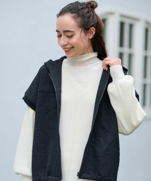 CARA O CRUZ / キャラ・オ・クルス テーラードジャケット | 洗える ジャカードフーデットベスト【産地ナブル】 | 詳細2