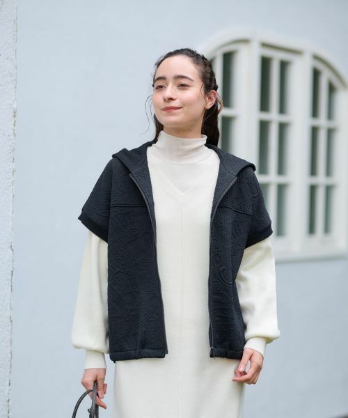 CARA O CRUZ / キャラ・オ・クルス テーラードジャケット | 洗える ジャカードフーデットベスト【産地ナブル】 | 詳細3