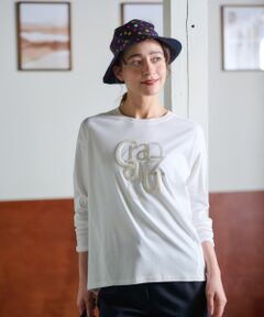 CARA O CRUZ / キャラ・オ・クルス カットソー | 洗える スパンコール刺繍ロゴTシャツ