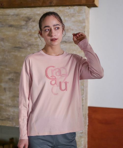 CARA O CRUZ / キャラ・オ・クルス カットソー | 洗える スパンコール刺繍ロゴTシャツ | 詳細2