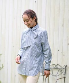 CARA O CRUZ / キャラ・オ・クルス シャツ・ブラウス | 洗える タイ付きストライプシャツ【CoC by CARA O CRUZ】