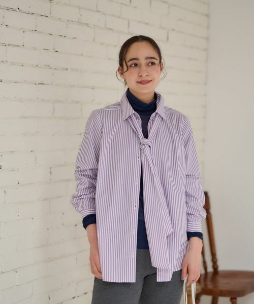 CARA O CRUZ / キャラ・オ・クルス シャツ・ブラウス | 洗える タイ付きストライプシャツ【CoC by CARA O CRUZ】 | 詳細15