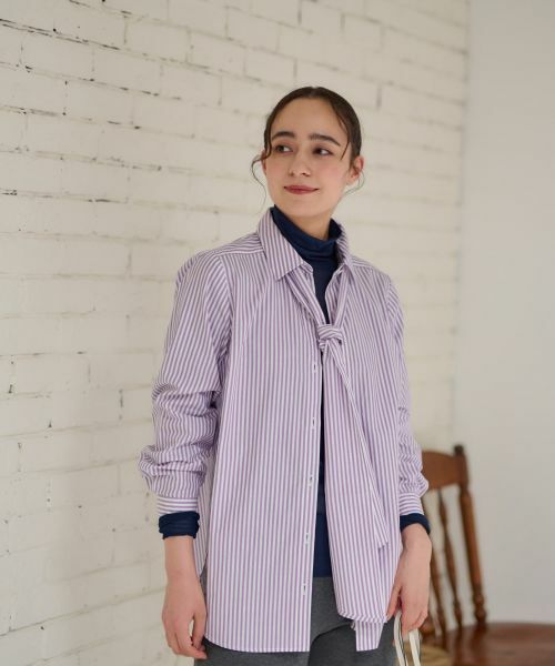 CARA O CRUZ / キャラ・オ・クルス シャツ・ブラウス | 洗える タイ付きストライプシャツ【CoC by CARA O CRUZ】 | 詳細17