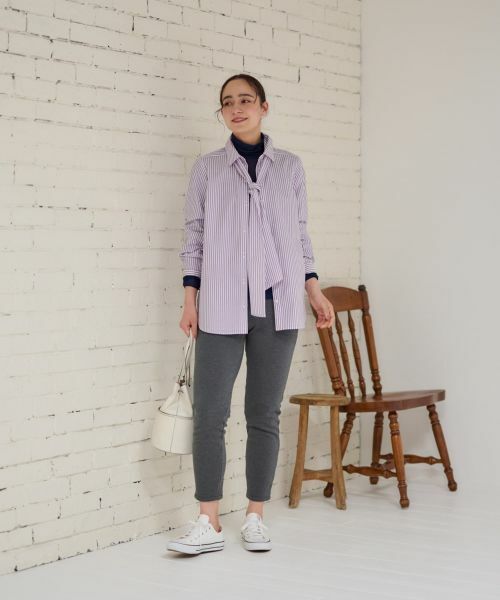 CARA O CRUZ / キャラ・オ・クルス シャツ・ブラウス | 洗える タイ付きストライプシャツ【CoC by CARA O CRUZ】 | 詳細20