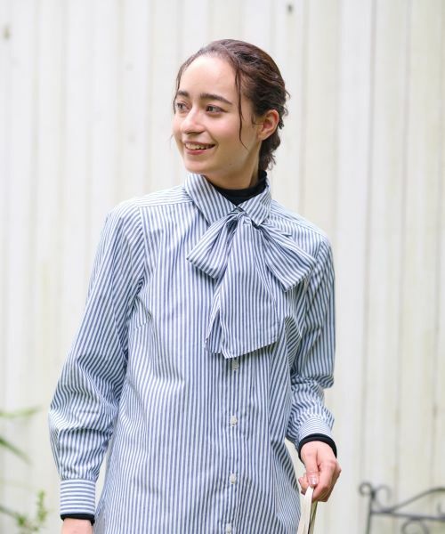CARA O CRUZ / キャラ・オ・クルス シャツ・ブラウス | 洗える タイ付きストライプシャツ【CoC by CARA O CRUZ】 | 詳細7