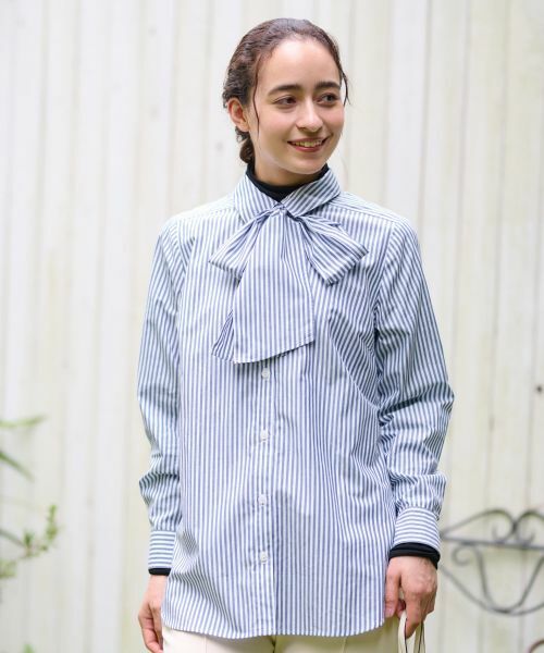 CARA O CRUZ / キャラ・オ・クルス シャツ・ブラウス | 洗える タイ付きストライプシャツ【CoC by CARA O CRUZ】 | 詳細8