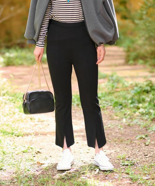 CARA O CRUZ / キャラ・オ・クルス その他パンツ | 洗える前裾スリットパンツ【CoC by CARA O CRUZ】(ブラック)