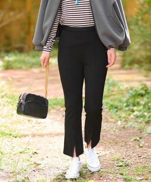 CARA O CRUZ / キャラ・オ・クルス その他パンツ | 洗える前裾スリットパンツ【CoC by CARA O CRUZ】 | 詳細1