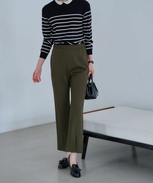 CARA O CRUZ / キャラ・オ・クルス その他パンツ | 洗える前裾スリットパンツ【CoC by CARA O CRUZ】(ダークブラウン系)