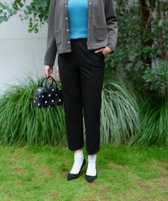 CARA O CRUZ / キャラ・オ・クルス その他パンツ | 【あったか】洗える 裏起毛後ろウエスト伸縮クロップドパンツ【CoC by CARA O CRUZ】