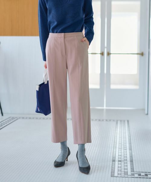 CARA O CRUZ / キャラ・オ・クルス その他パンツ | 【あったか】洗える 裏起毛後ろウエスト伸縮クロップドパンツ【CoC by CARA O CRUZ】(ピンク)