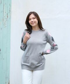 CARA O CRUZ / キャラ・オ・クルス ニット・セーター | 洗える 袖アーガイルのチュニックニット【CoC by CARA O CRUZ】