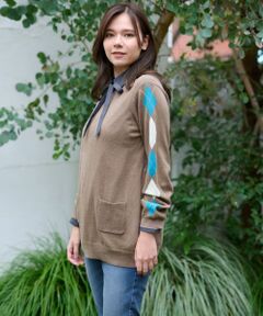 CARA O CRUZ / キャラ・オ・クルス ニット・セーター | 洗える 袖アーガイルのチュニックニット【CoC by CARA O CRUZ】