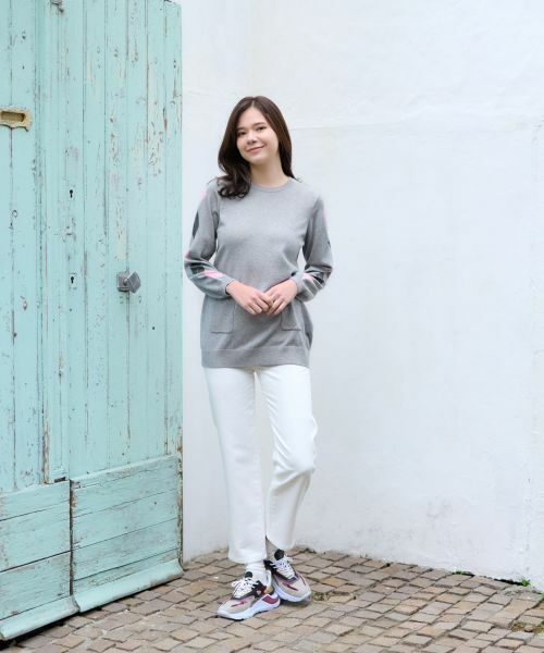 CARA O CRUZ / キャラ・オ・クルス ニット・セーター | 洗える 袖アーガイルのチュニックニット【CoC by CARA O CRUZ】 | 詳細11