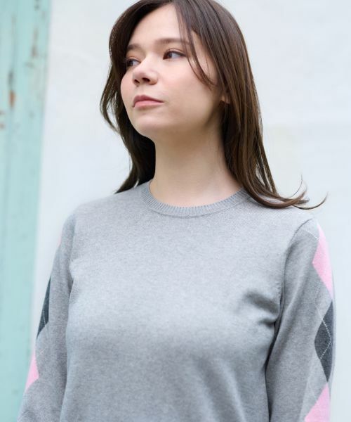 CARA O CRUZ / キャラ・オ・クルス ニット・セーター | 洗える 袖アーガイルのチュニックニット【CoC by CARA O CRUZ】 | 詳細22