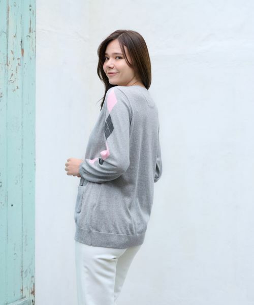 CARA O CRUZ / キャラ・オ・クルス ニット・セーター | 洗える 袖アーガイルのチュニックニット【CoC by CARA O CRUZ】 | 詳細3