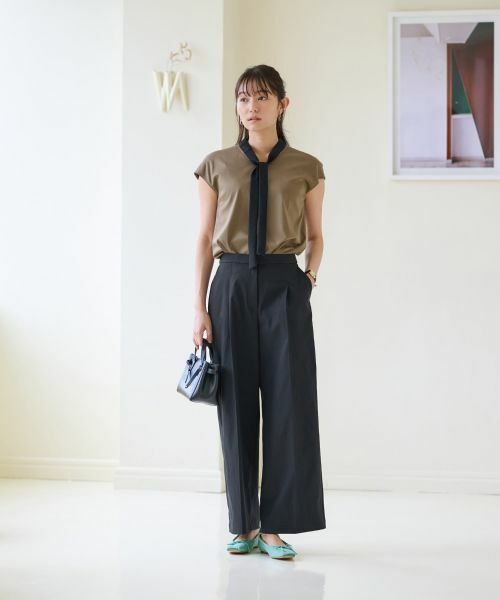 CARA O CRUZ / キャラ・オ・クルス カットソー | 洗える バイカラーボウタイフレンチスリーブトップス | 詳細14